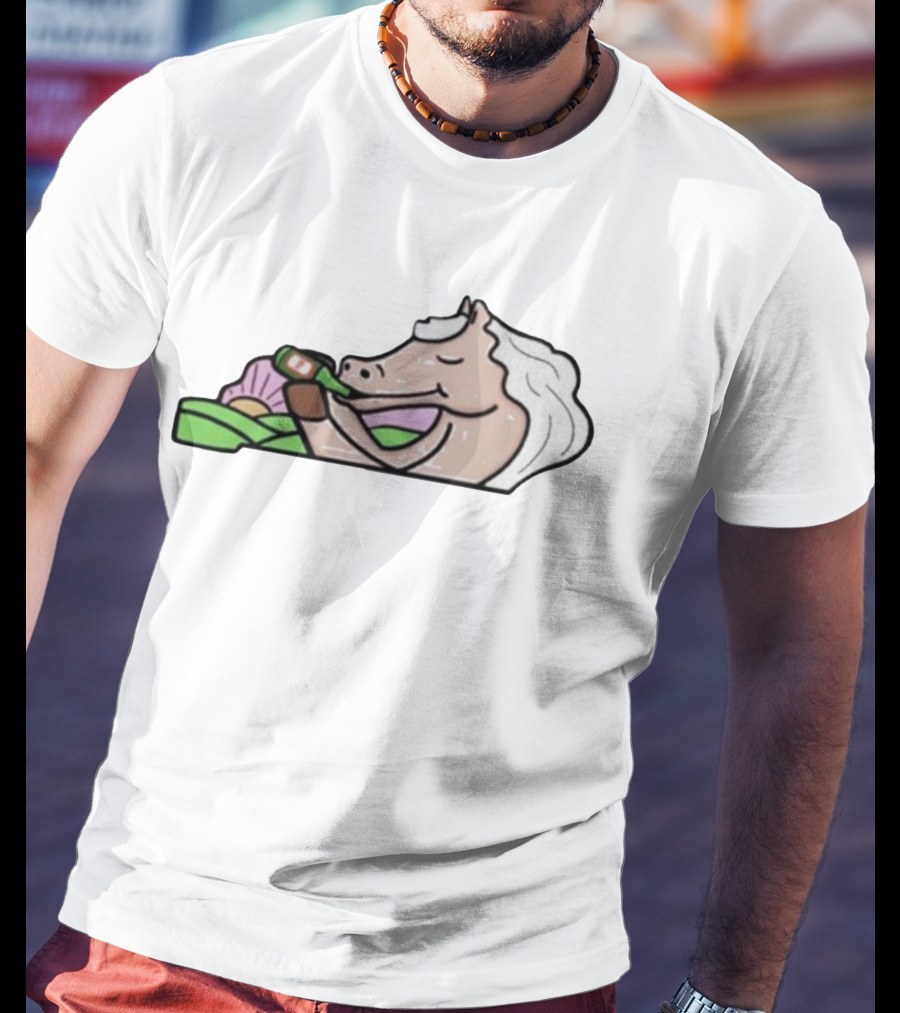 Strange Planet Kentucky Horse Relaxing With Drink T-Shirt