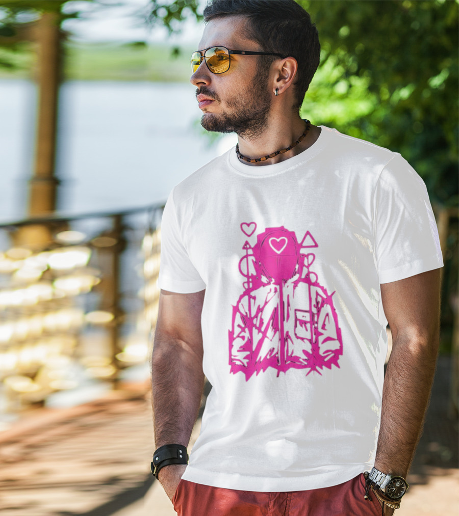Squid Game Pink Hooded Circle Heart Triangle Symbols T-Shirt