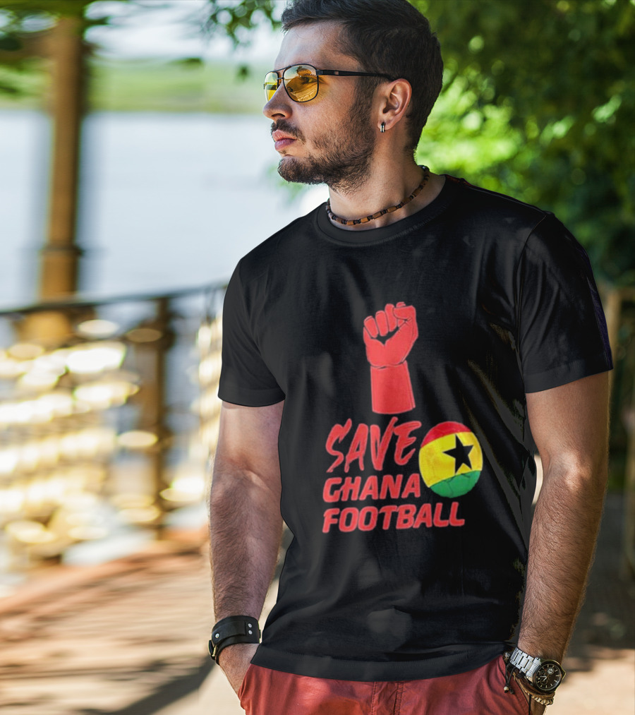 Save Ghana Football Strong Hand Raised Fist Soccer Ball T-Shirt