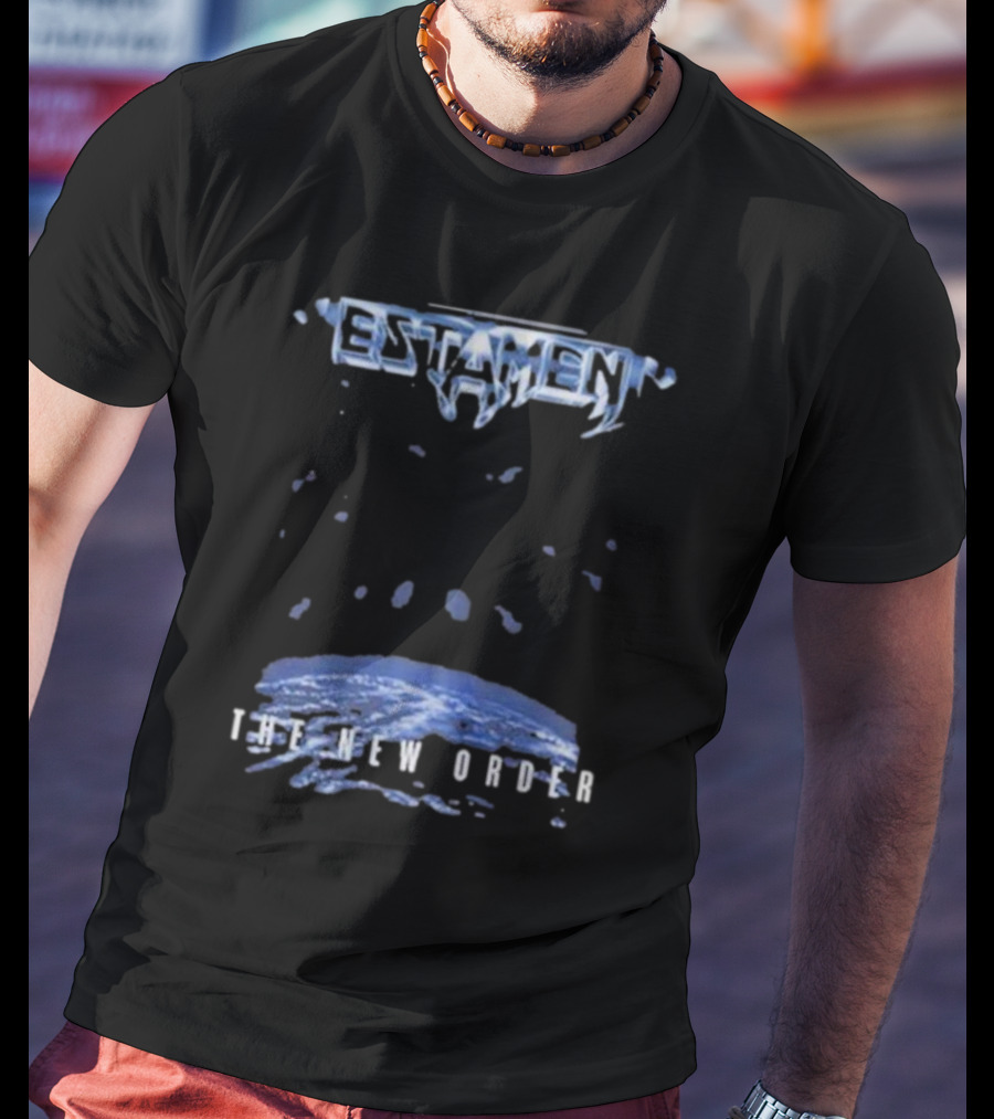 Testament The New Order Album Cover Art Blue Earth And Liquid Drops T-Shirt