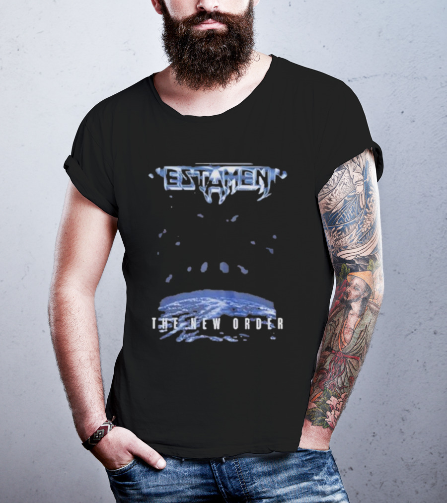 Testament The New Order Album Cover Art Blue Earth And Liquid Drops T-Shirt