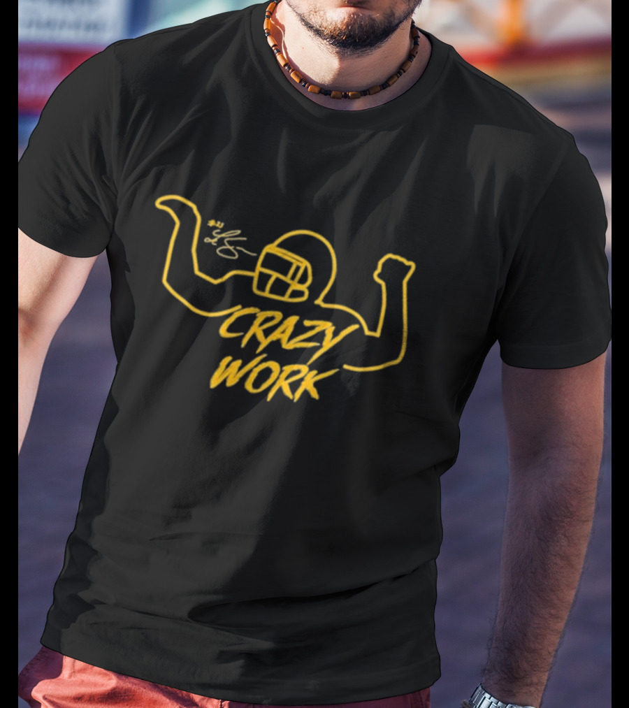 Ty Hill Crazy Work Football Helmet Flex Graphic Signature T-Shirt