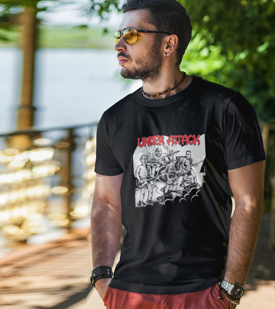 Under Attack Live Cartoon Band Performance Scene T-Shirt