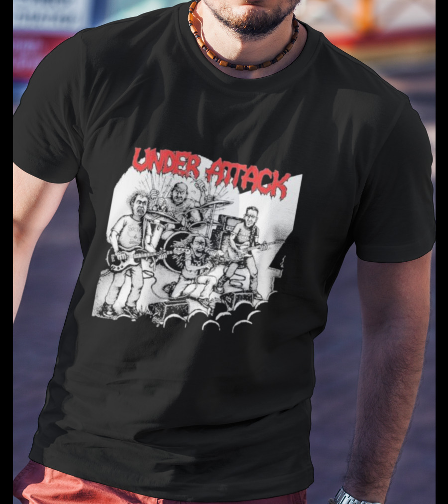 Under Attack Live Cartoon Band Performance Scene T-Shirt