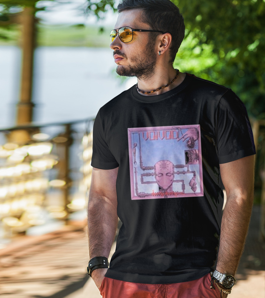 Voivod Nothingface Album Art With Cybernetic Face And Mechanical Elements T-Shirt