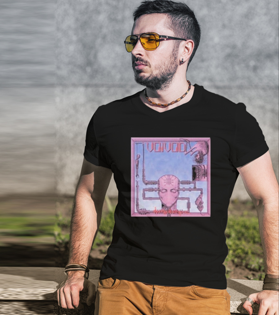 Voivod Nothingface Album Art With Cybernetic Face And Mechanical Elements T-Shirt