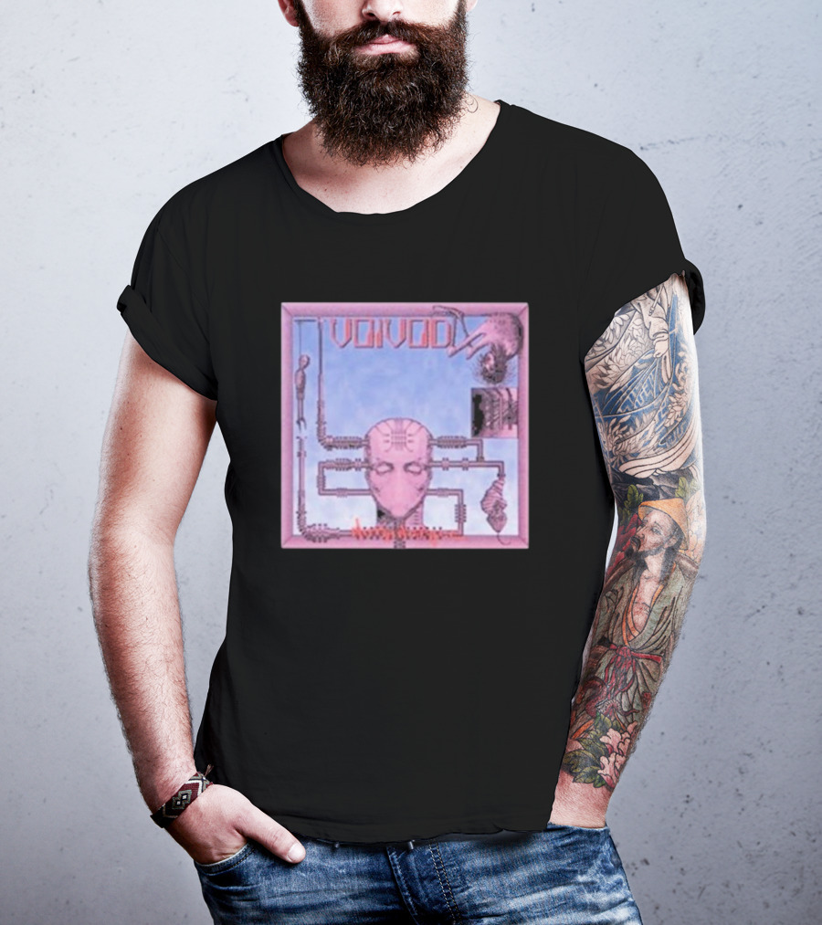 Voivod Nothingface Album Art With Cybernetic Face And Mechanical Elements T-Shirt