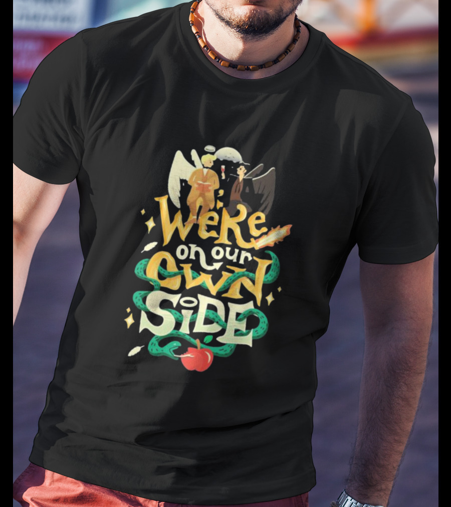 We're On Our Own Side Angel Demon Apple Serpent T-Shirt