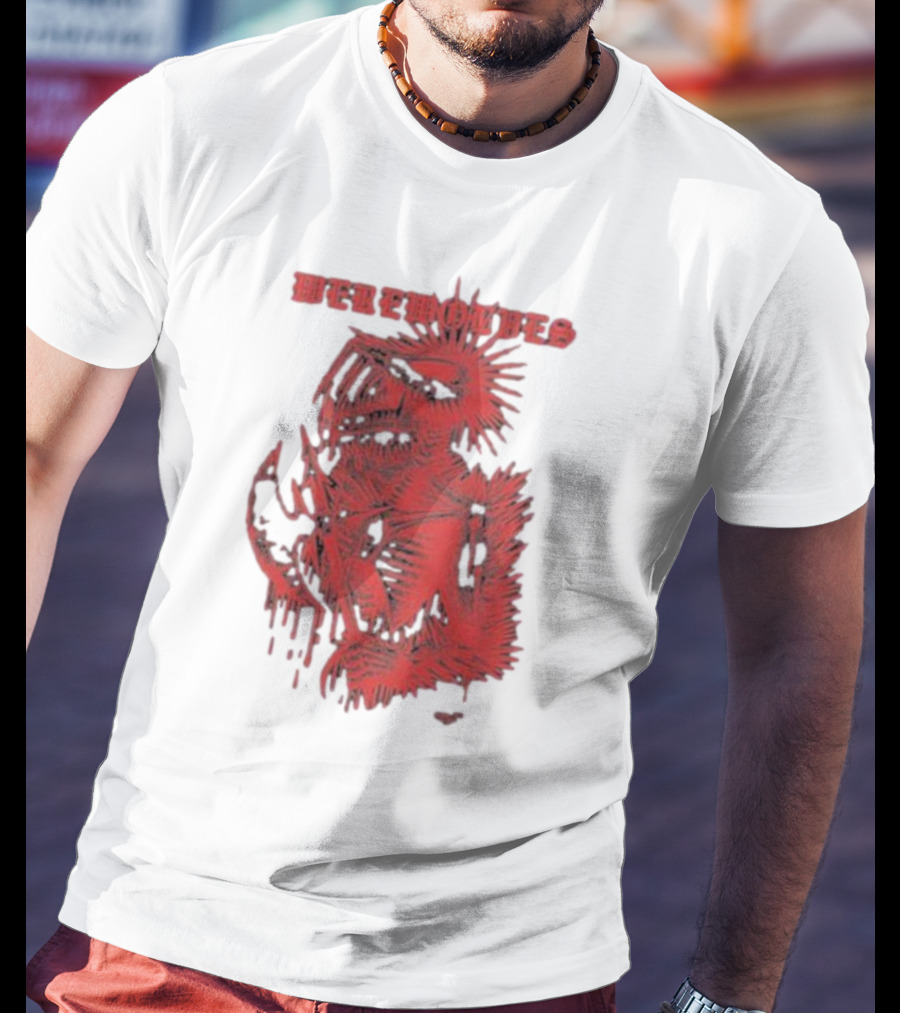 Werewolves Death Metal Red Skeleton Creature T-Shirt