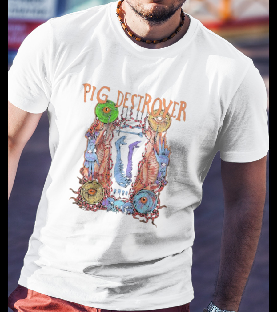 Pig Destroyer Colorful Surreal Horror Artwork With Multiple Eyes T-Shirt
