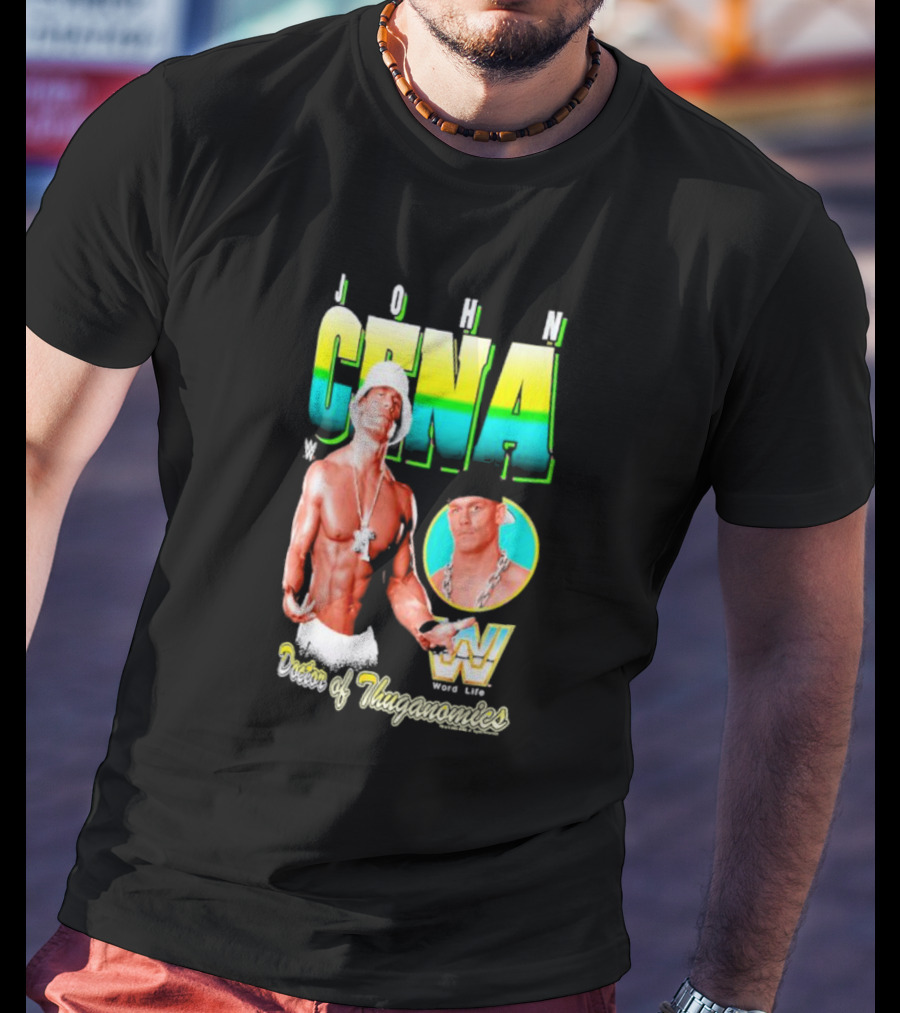 John Cena Doctor Of Thuganomics WWE Word Life Ripple Junction Navy T-Shirt