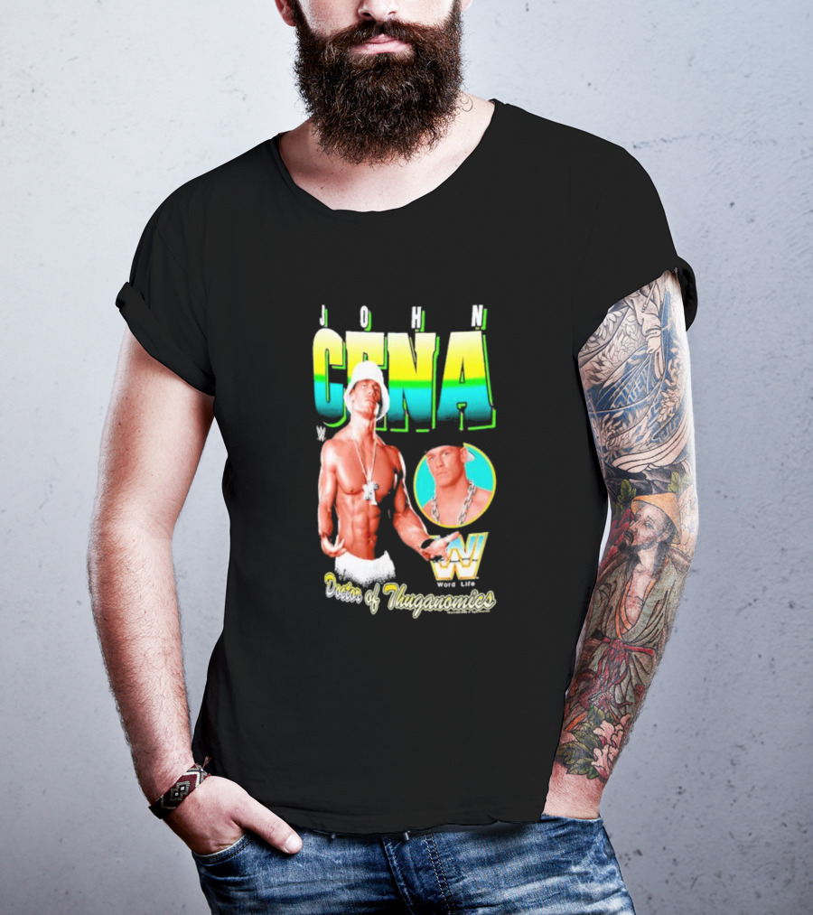 John Cena Doctor Of Thuganomics WWE Word Life Ripple Junction Navy T-Shirt