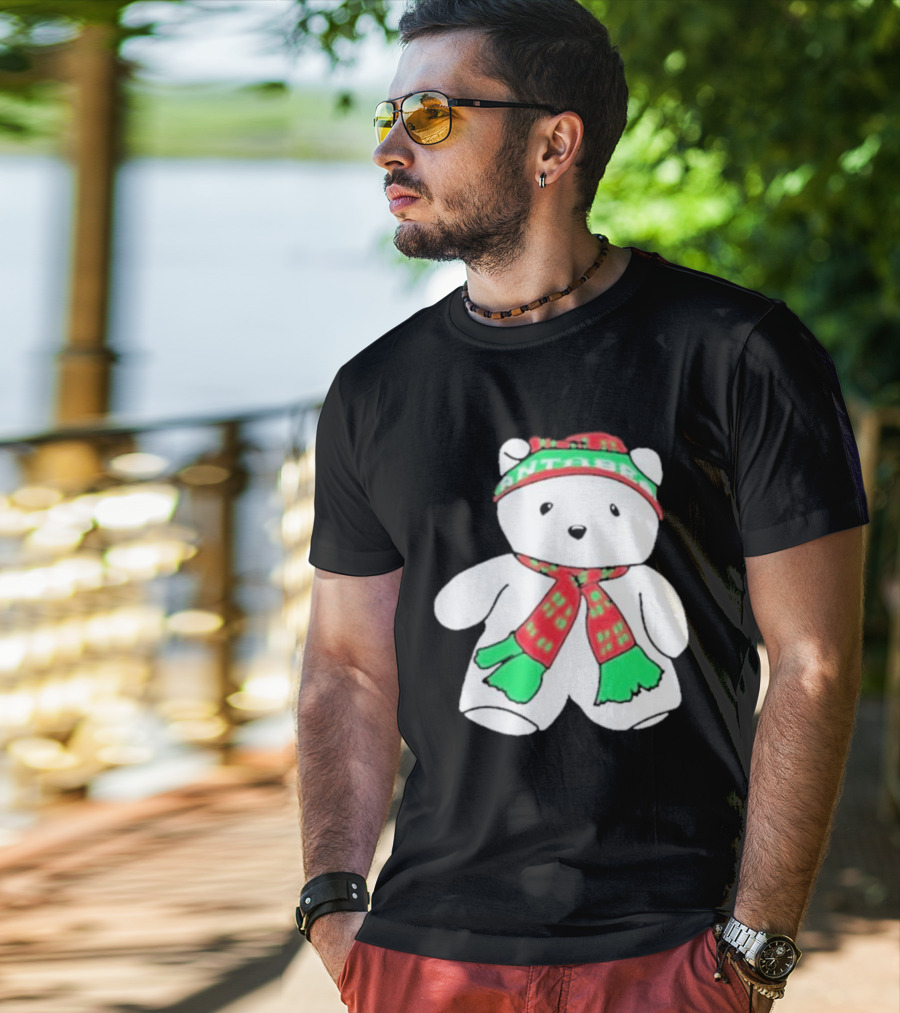 Santa Bear Minnesota Christmas Scarf And Hat Bundle T-Shirt