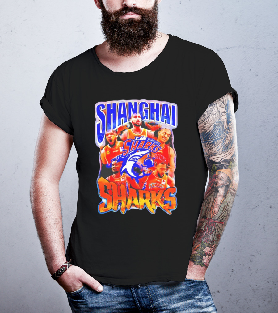 Shanghai Sharks Basketball Team Players Collage T-Shirt