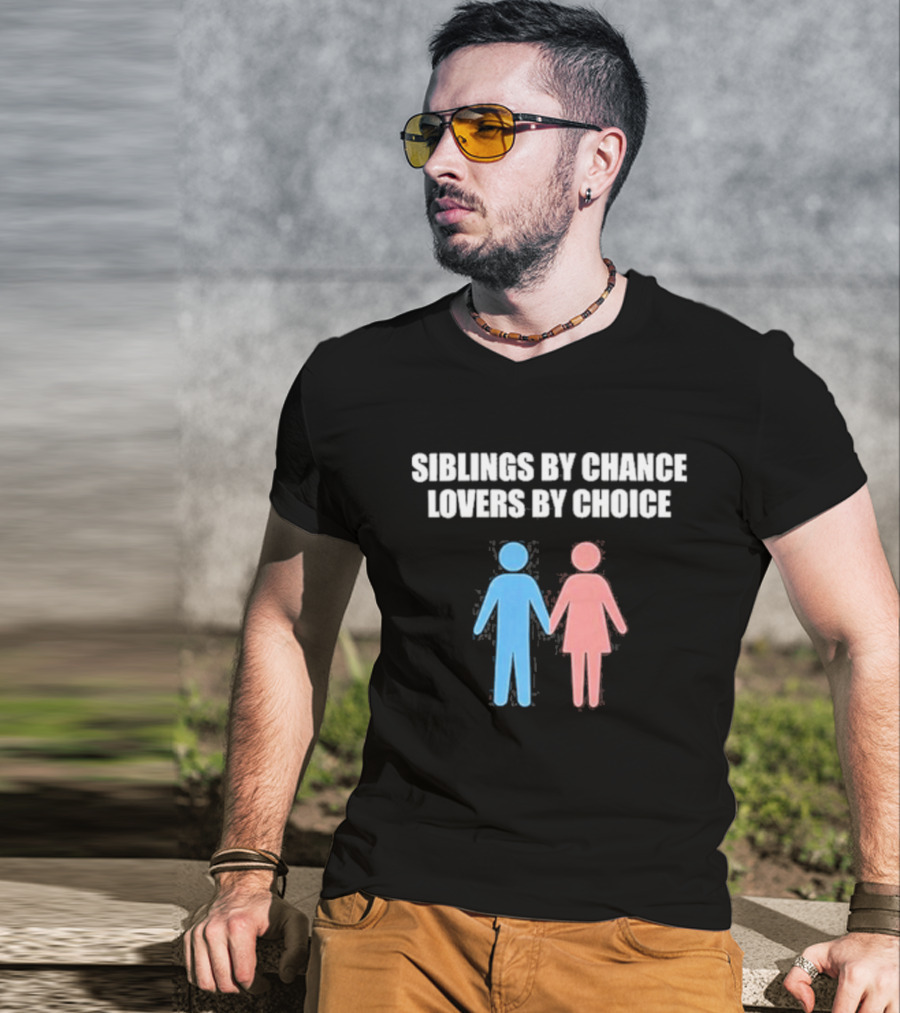 Siblings By Chance Lovers By Choice Blue Pink Stick Figures Friendship Unity T-Shirt
