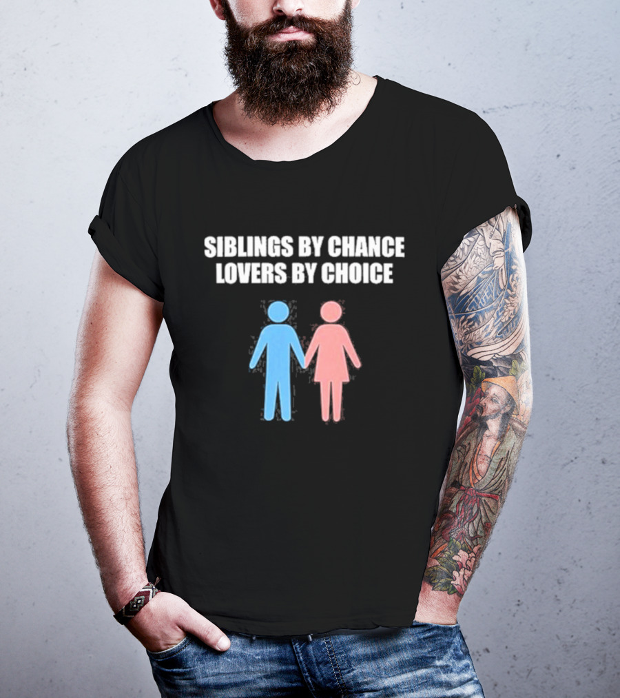 Siblings By Chance Lovers By Choice Blue Pink Stick Figures Friendship Unity T-Shirt