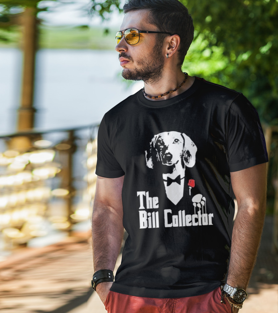 The Bill Collector Dog In Black Tie With Rose And Puppet Strings T-Shirt