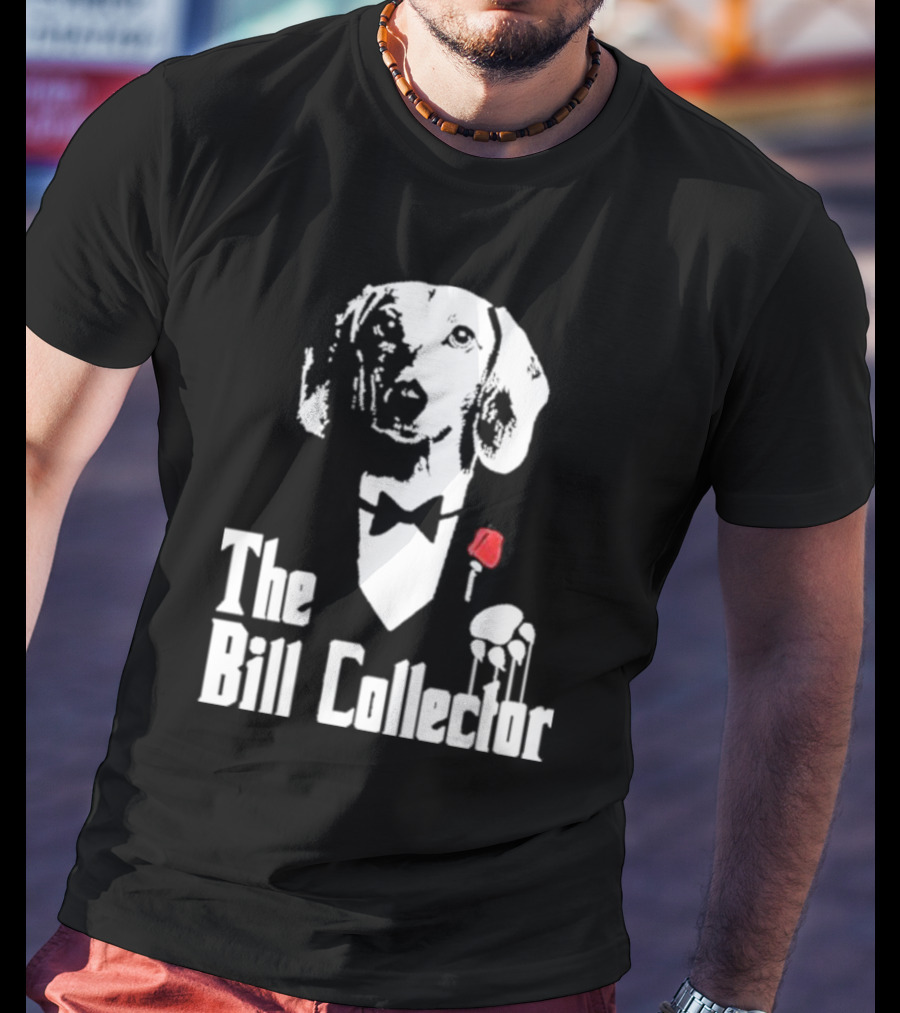 The Bill Collector Dog In Black Tie With Rose And Puppet Strings T-Shirt