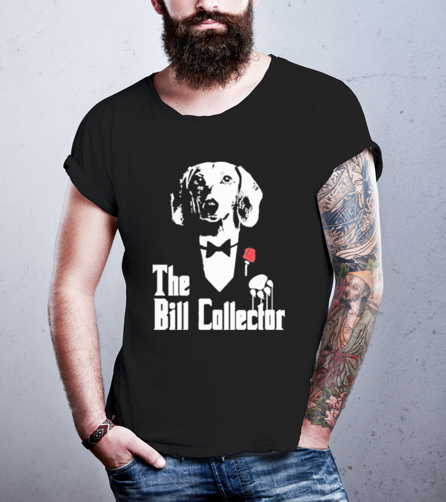 The Bill Collector Dog In Black Tie With Rose And Puppet Strings T-Shirt