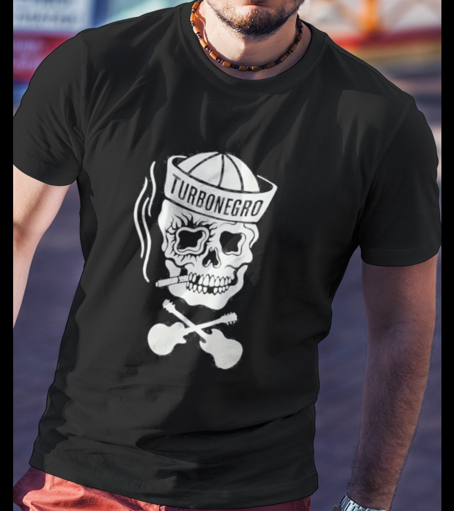 Turbonegro Sailor Skull Smoking With Crossed Guitars T-Shirt