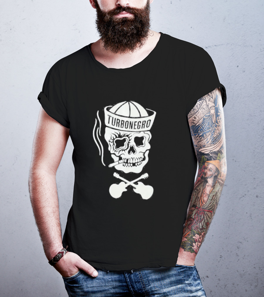Turbonegro Sailor Skull Smoking With Crossed Guitars T-Shirt