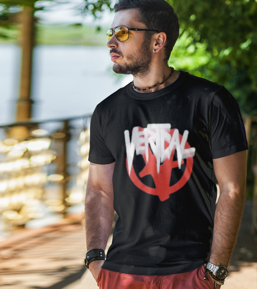 Verticalgoods Kaos Vertical Symbol In Red And White T-Shirt