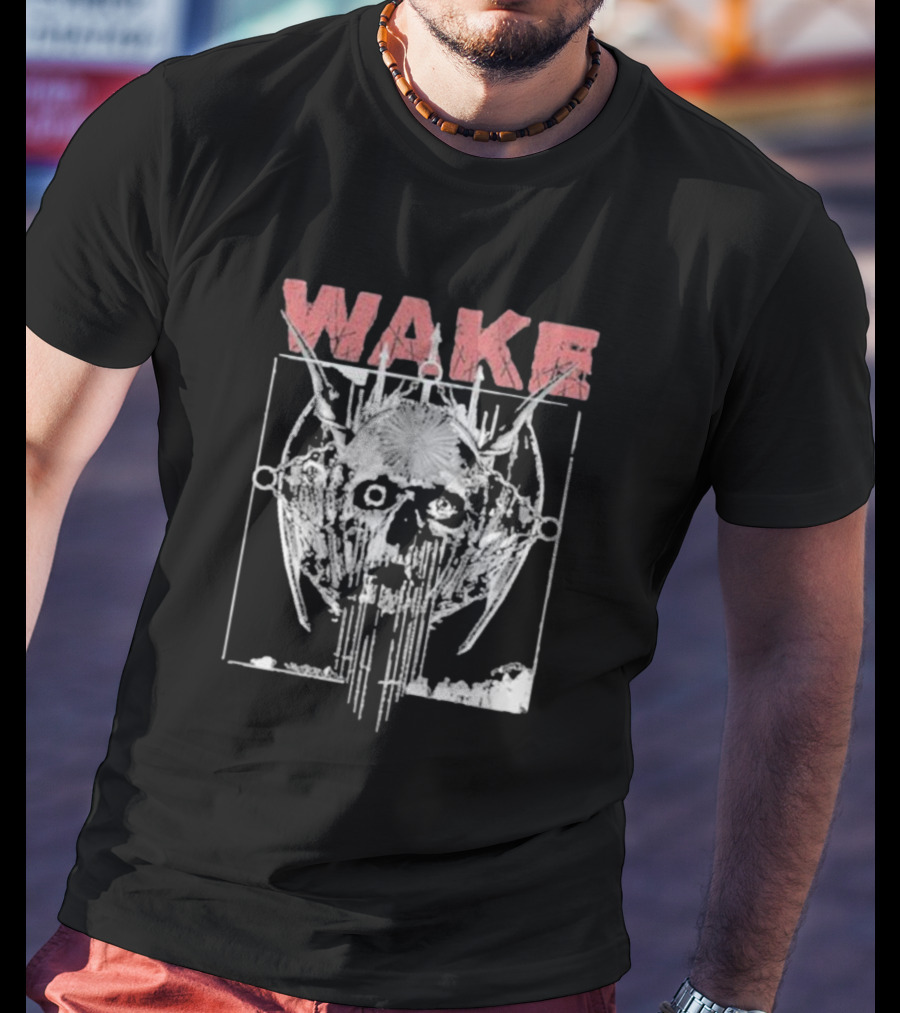 WAKE Skull With Wings And Abstract Elements T-Shirt