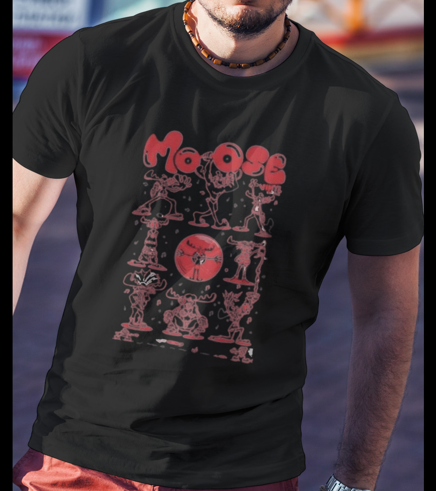 Moose Many Montys Red Characters And Circle T-Shirt