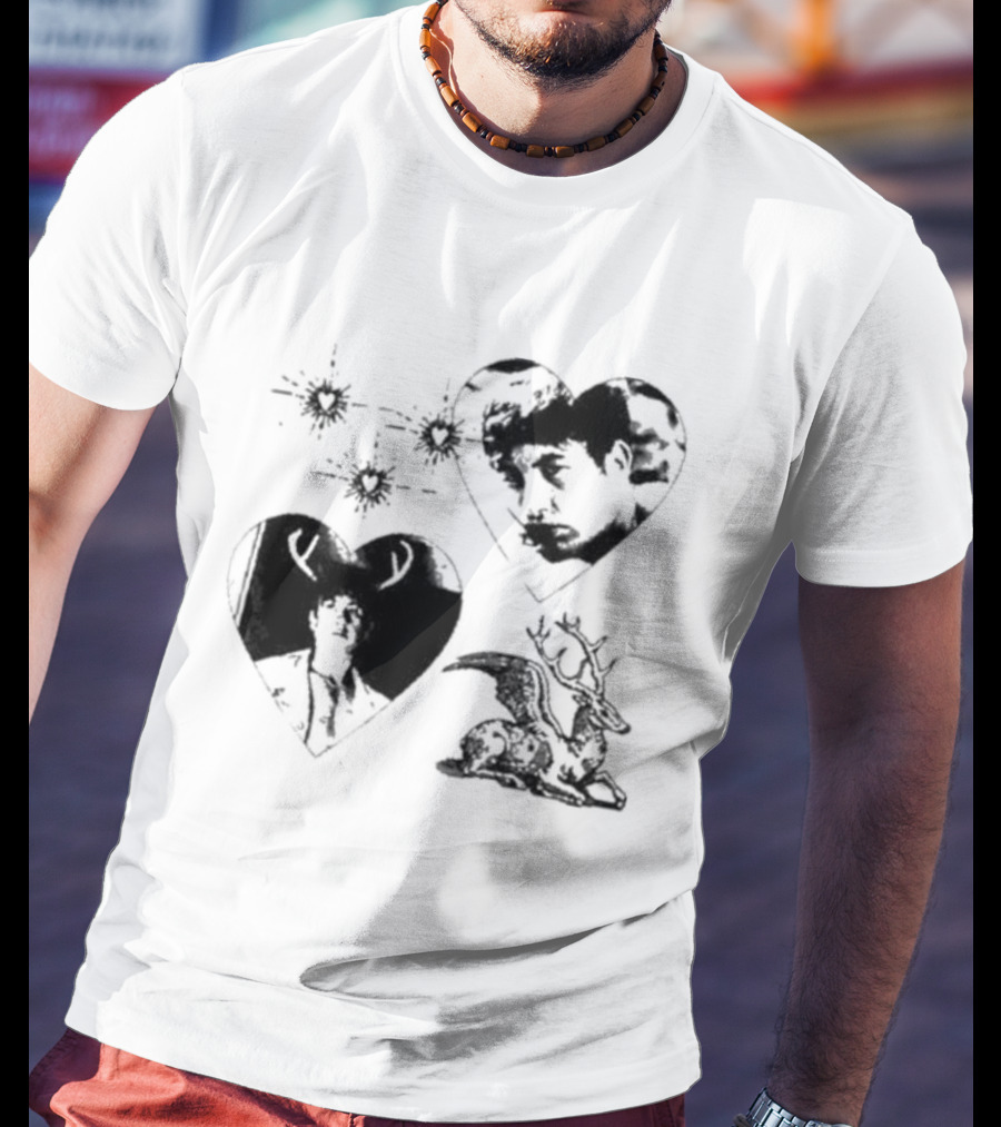 Mustardyardpress Store Oliver Hearts Deer And Faces T-Shirt