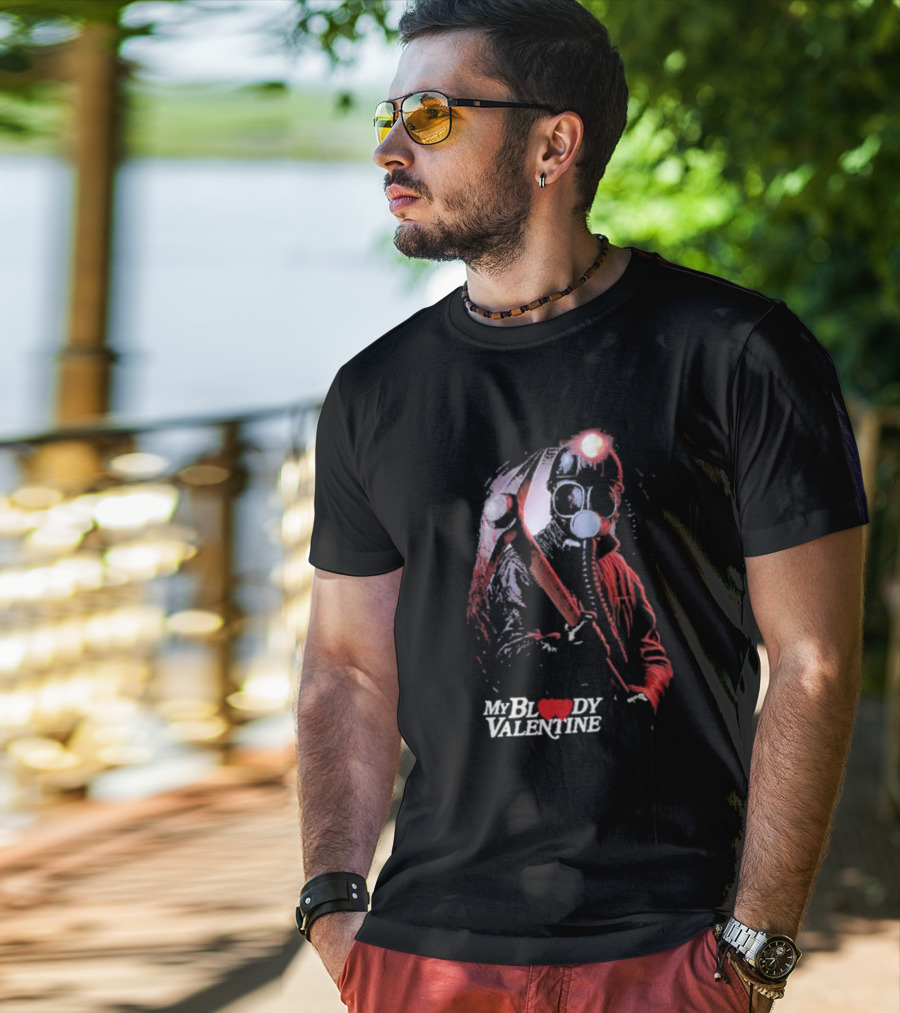 My Bloody Valentine Horror Gas Mask Miner Pickaxe T-Shirt