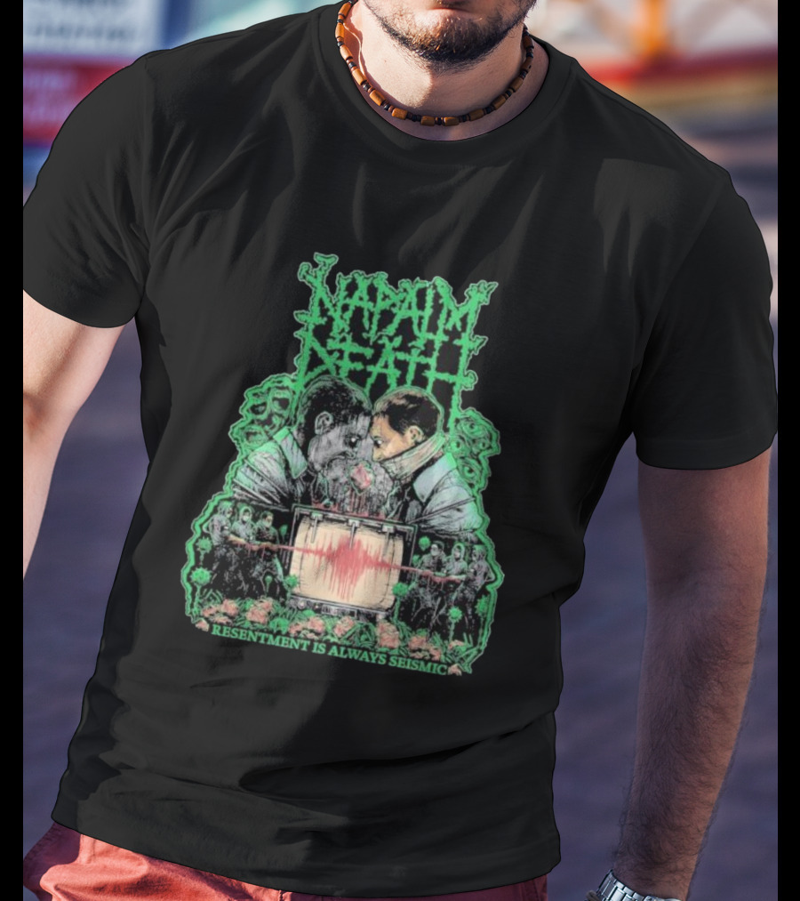 Napalm Death Resentment Is Always Seismic Faces And Seismic Waveforms T-Shirt