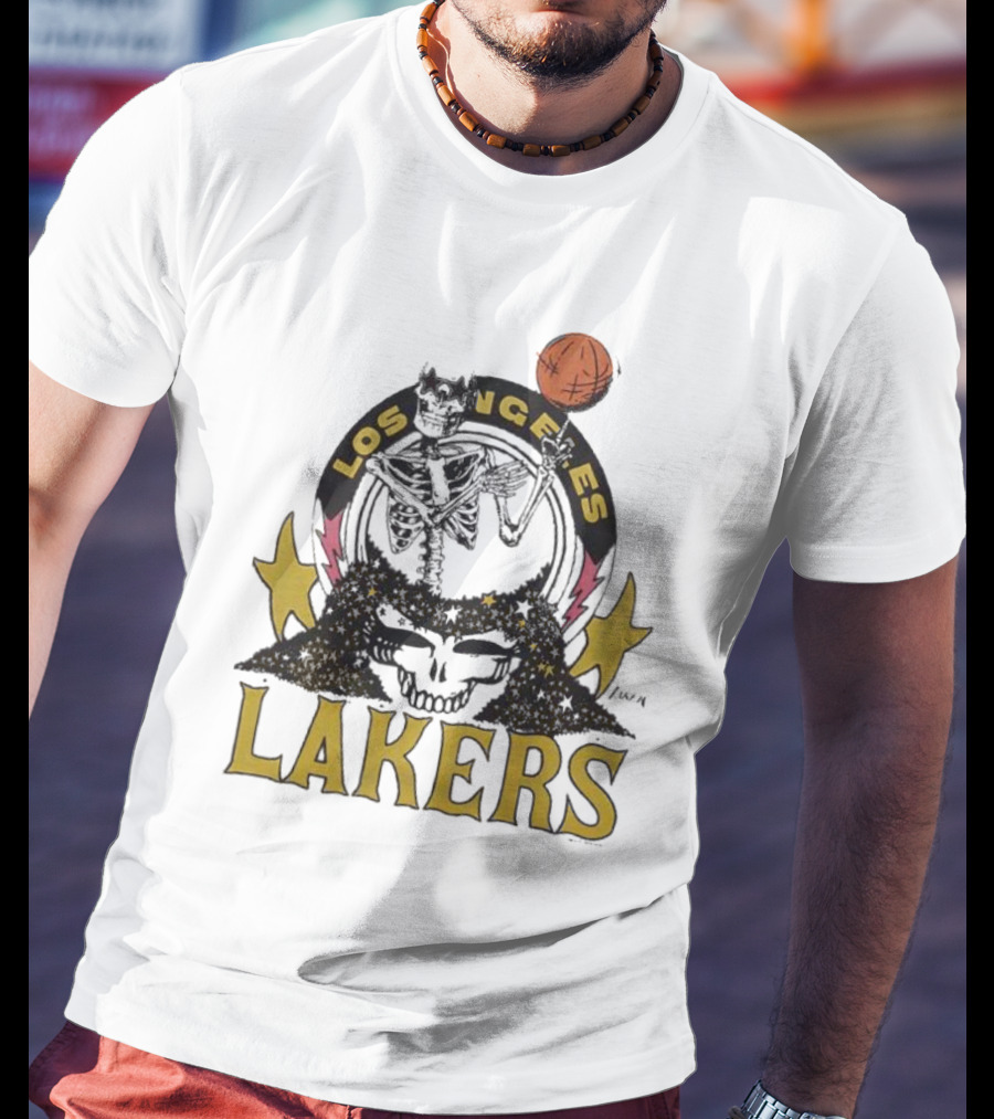 Los Angeles Lakers Grateful Dead Basketball Skull T-Shirt