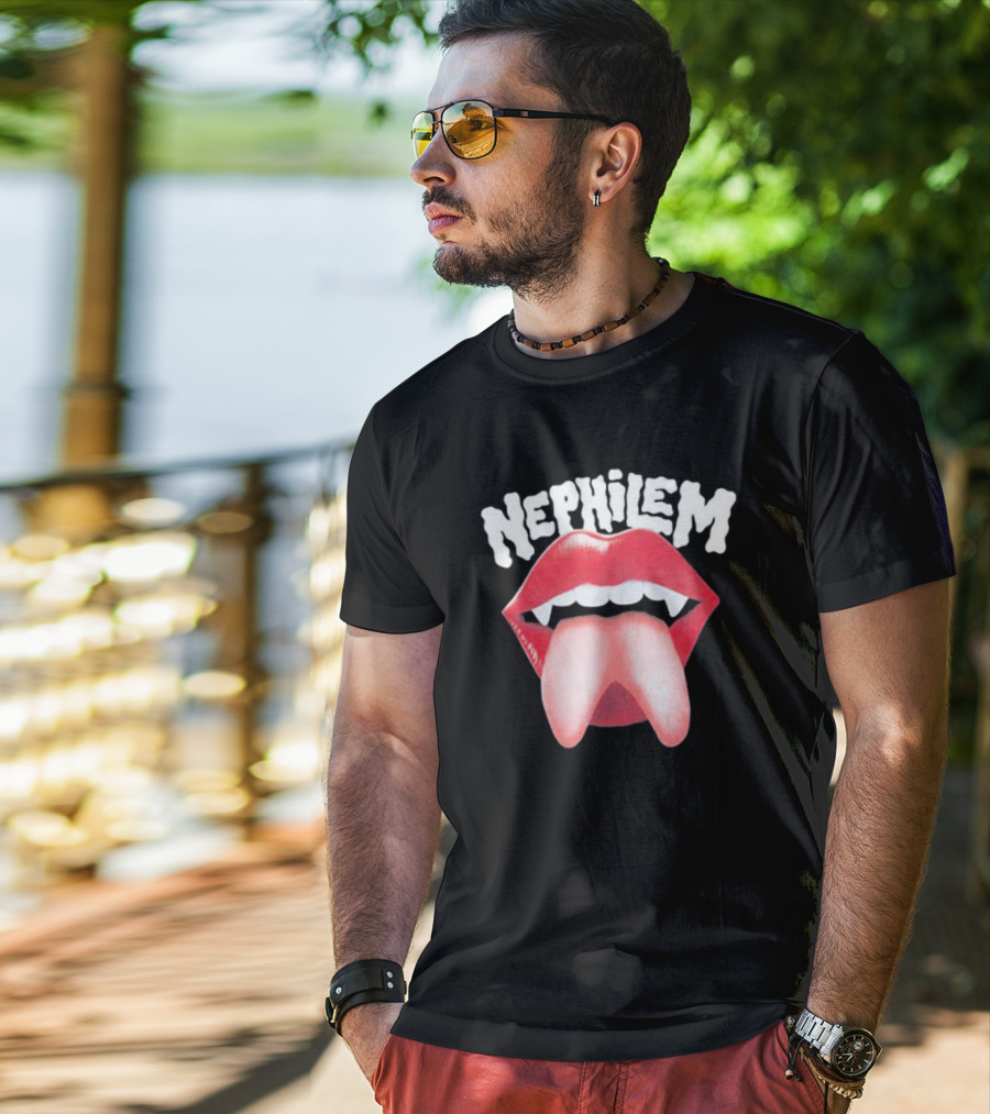 Nephilem Vampire Lips With Fangs And Extended Tongue T-Shirt