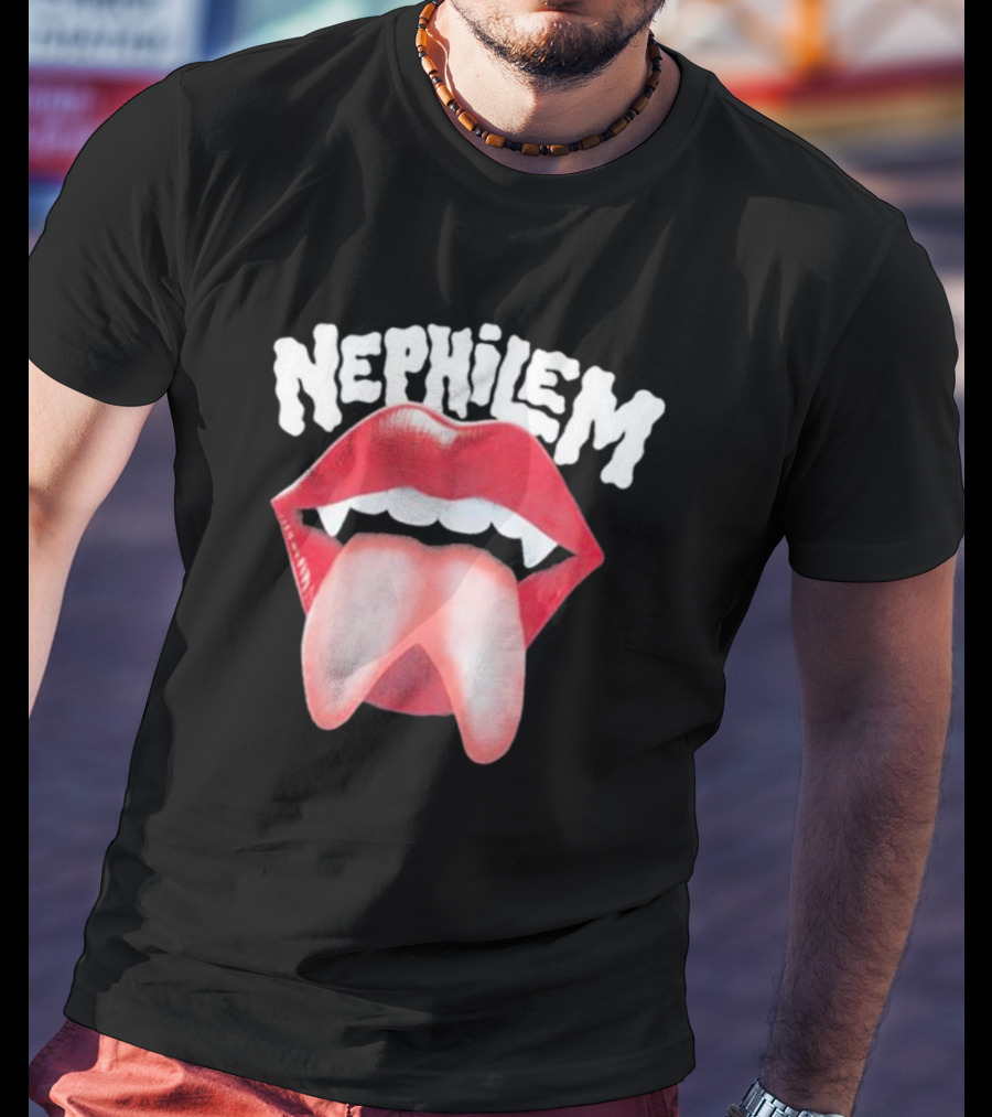 Nephilem Vampire Lips With Fangs And Extended Tongue T-Shirt