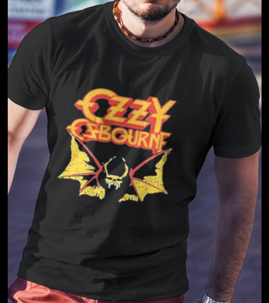 Ozzy Osbourne Bat Logo With Yellow T-Shirt