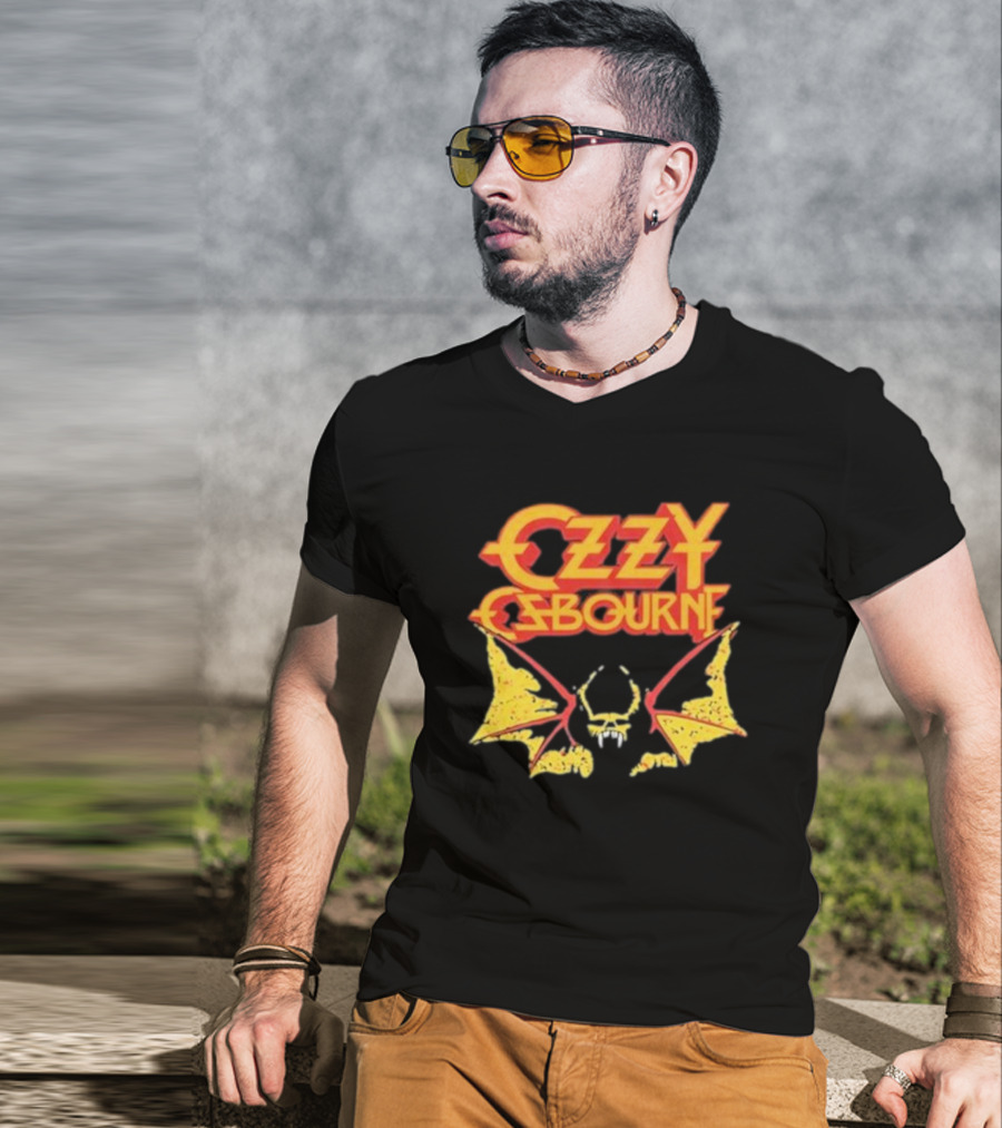 Ozzy Osbourne Bat Logo With Yellow T-Shirt