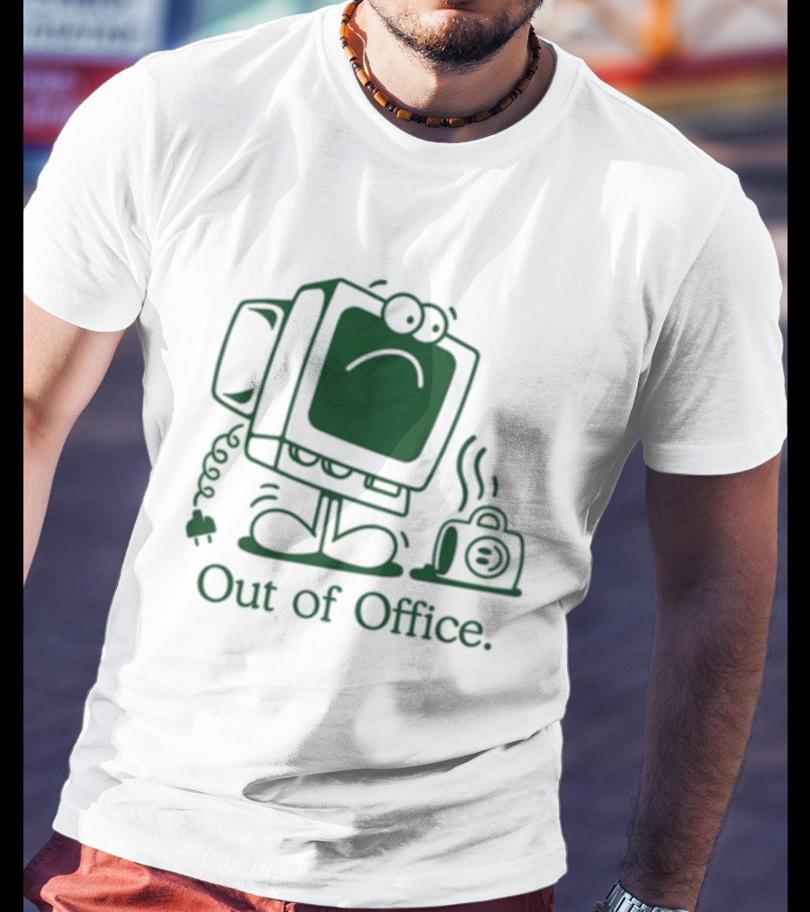 Out Of Office Sad Computer Icon With Coffee Cup T-Shirt