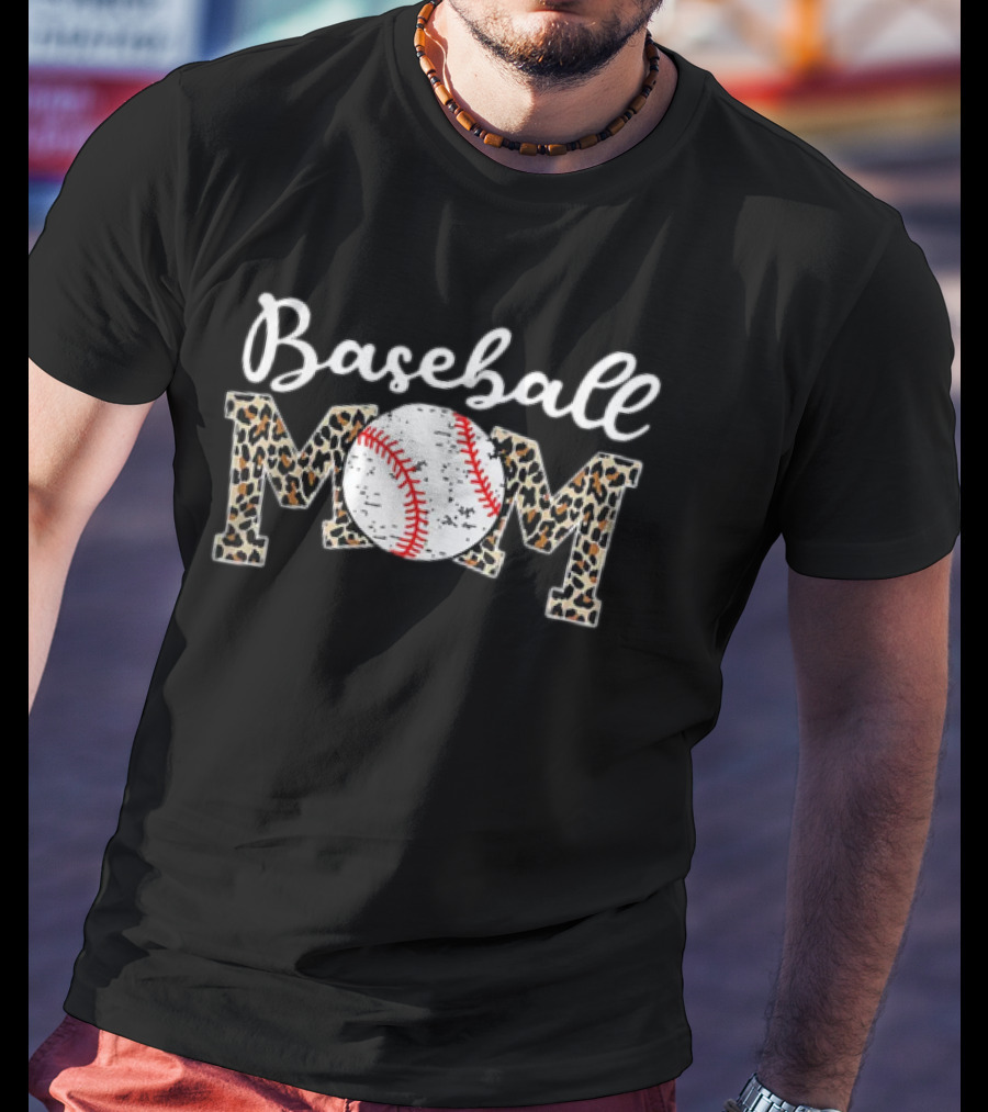 Baseball Mom Leopard Print T-Shirt