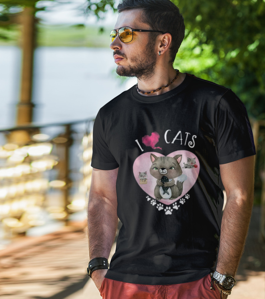 I Love Cats Heart And Paw Prints 365 Womens Cats I Love My Cats T-Shirt