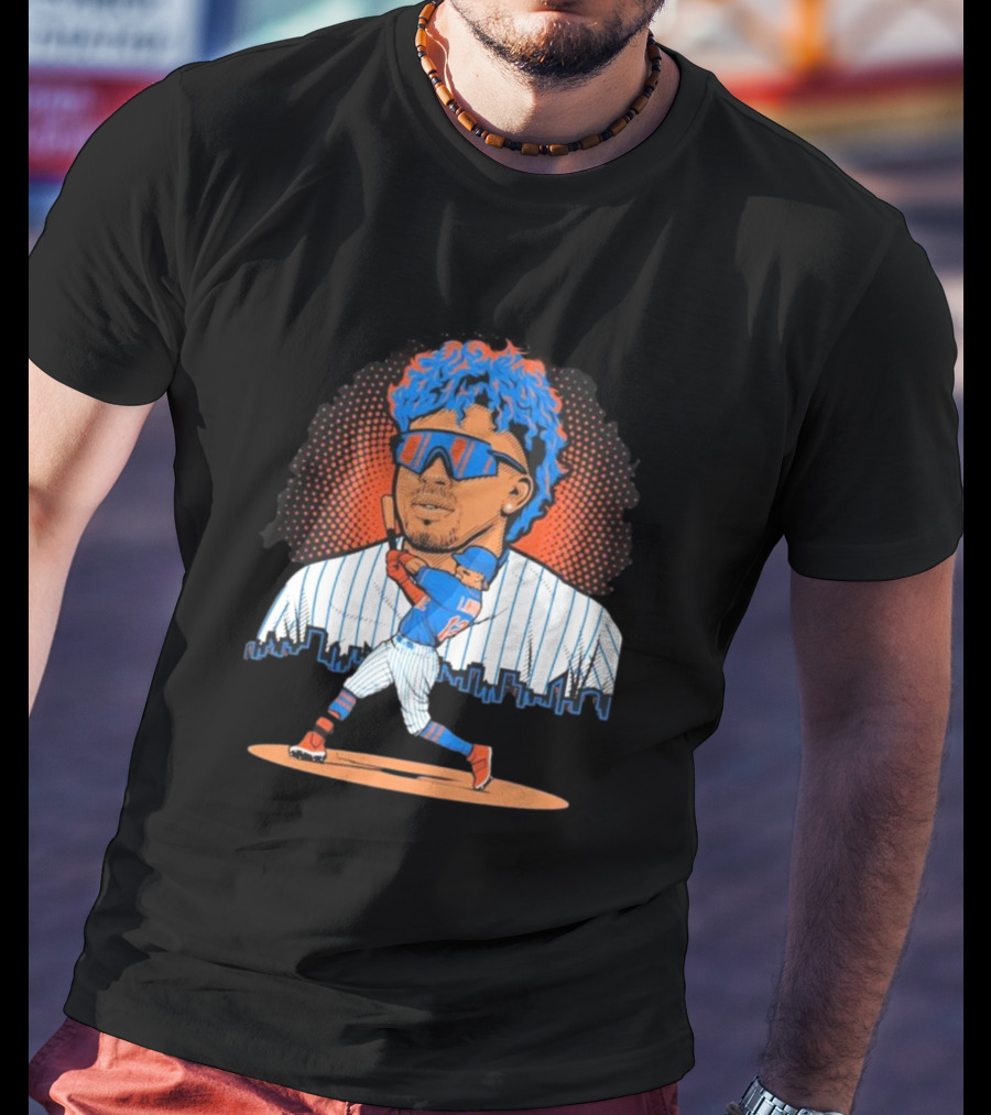 Francisco Lindor Baseball Player Skyline Batting Pose T-Shirt