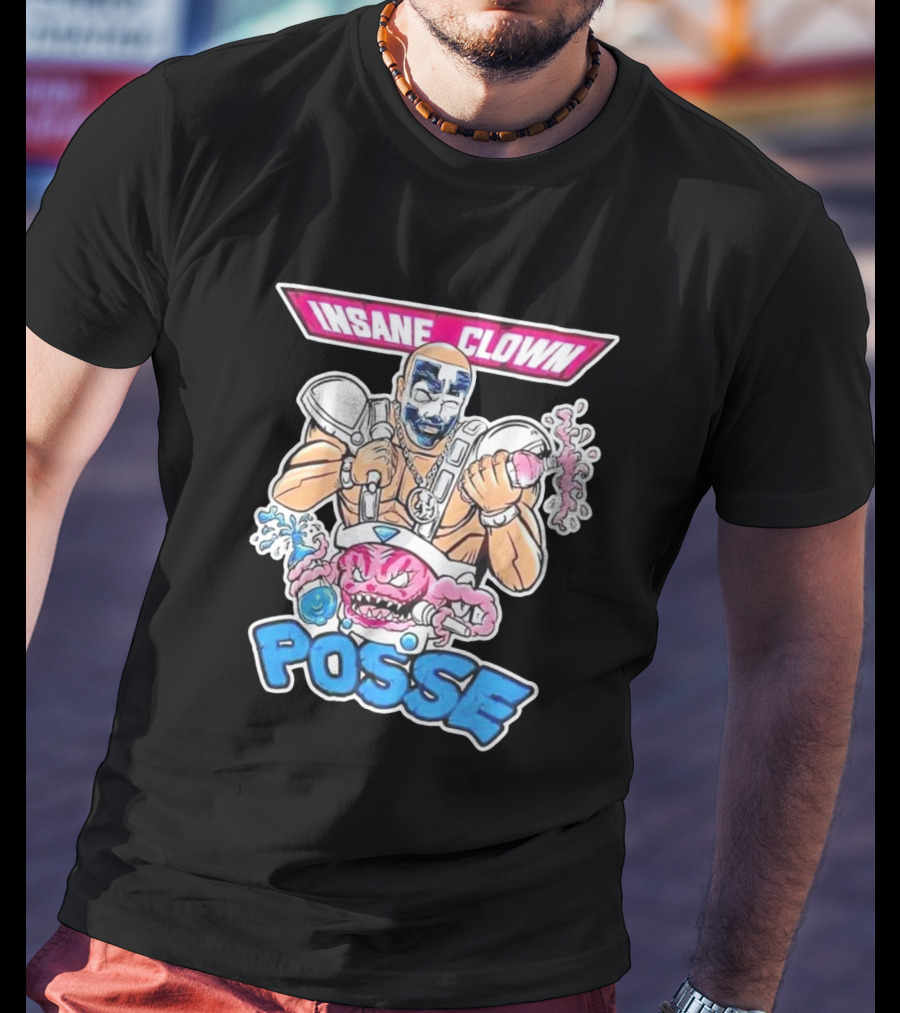 Insane Clown Posse Warrior With Pink Monster And Chainsaw T-Shirt