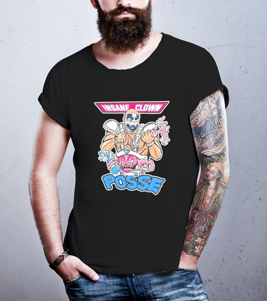 Insane Clown Posse Warrior With Pink Monster And Chainsaw T-Shirt