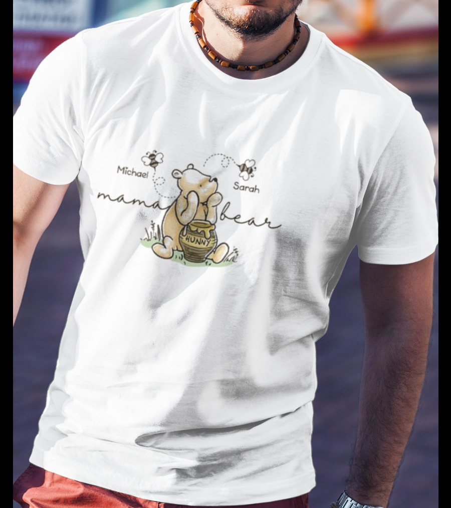Mama Bear Family Personalized Custom Hunny Jar Michael Sarah T-Shirt