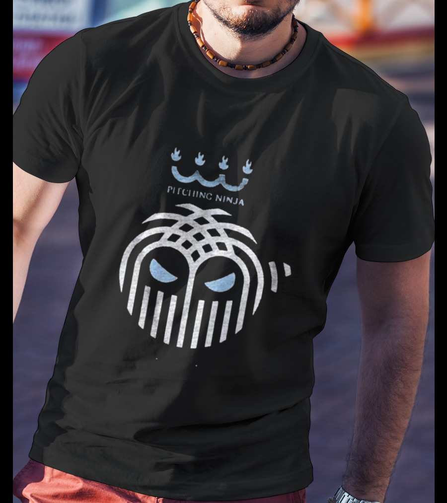 Pitching Ninja City Of Fountains Emblem With Crown And Ninja Mask T-Shirt