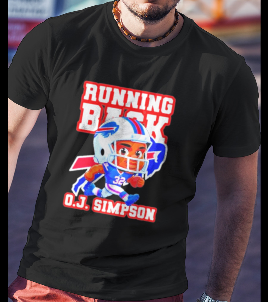 Running Back O.J. Simpson Cartoon Buffalo Bills Football Player T-Shirt