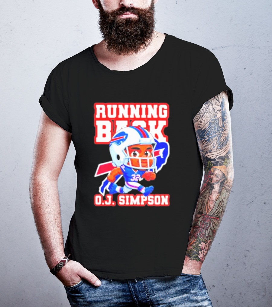 Running Back O.J. Simpson Cartoon Buffalo Bills Football Player T-Shirt