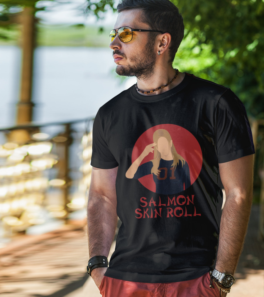 Salmon Skin Roll 01 Gesture Red Circle Background T-Shirt