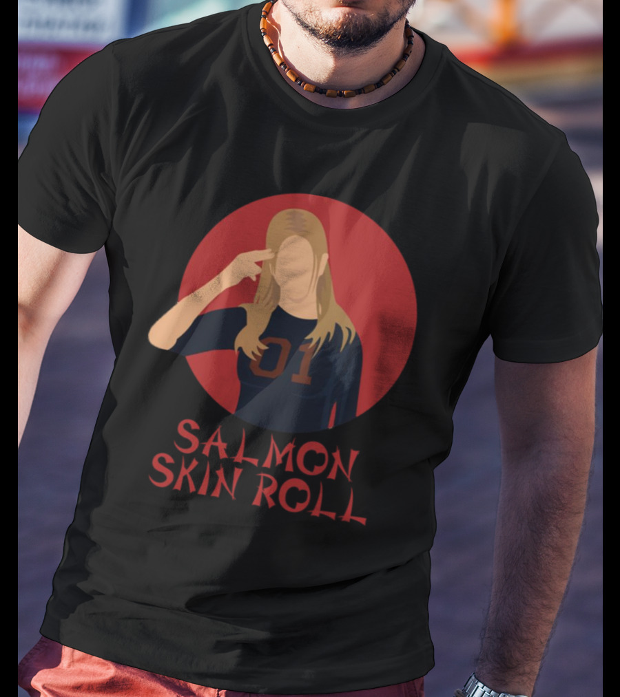 Salmon Skin Roll 01 Gesture Red Circle Background T-Shirt