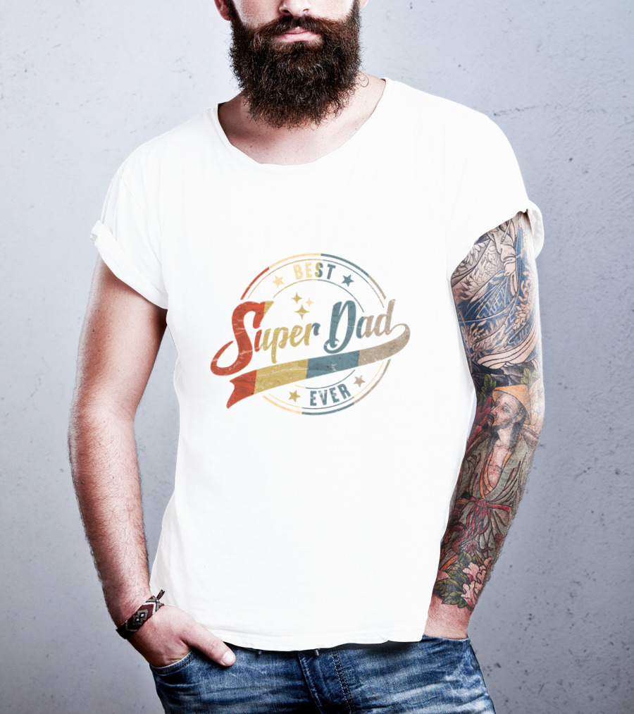 Best Super Dad Ever Retro Father's Day Daddy T-Shirt