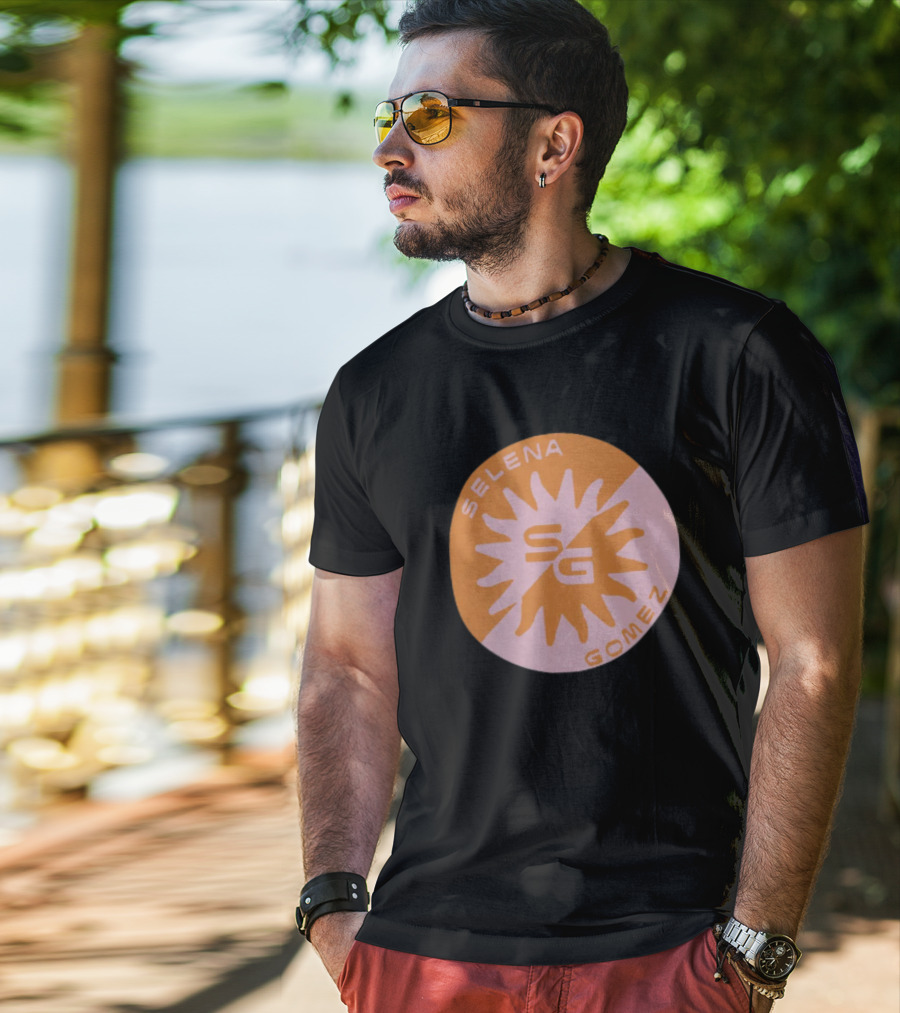 Selena Gomez SG Sunset Logo Circle Orange Pink T-Shirt